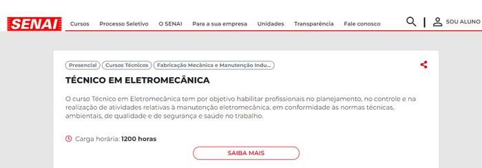 Curso de Eletromecânica Senai