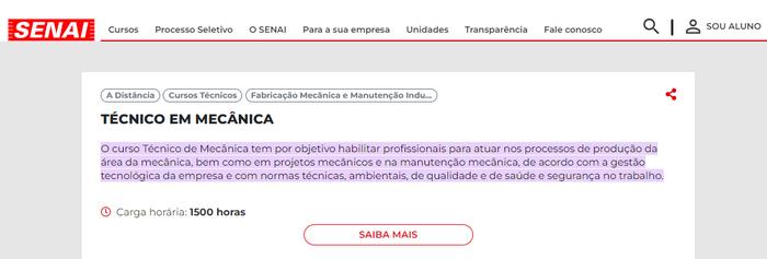 Curso de Mecânica Senai